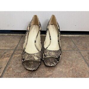 Mia Spiga Snake Print Peep Toe Size 8m Heels genuine leather vero cuio